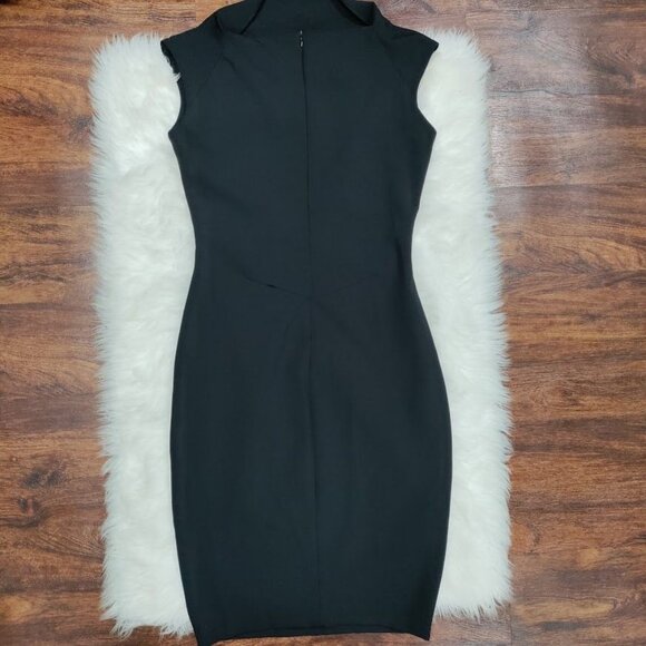 Zara Woman Basic Black Drape Neck Cap Sleeve Sheath Dress Women's Size Large - Picture 4 of 13